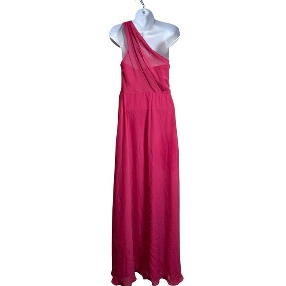 Birdy Grey Fuchsia Pink One Shoulder Maxi Dress XS Formal Bridesmaid Gown - Picture 7 of 8